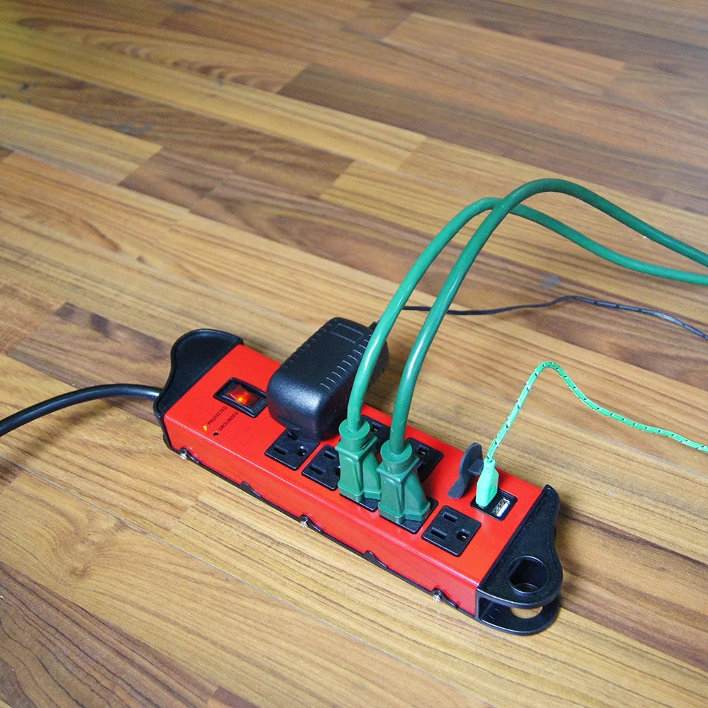 8-Outlet 10ft Metal Surge Protector with 2 Usb J576