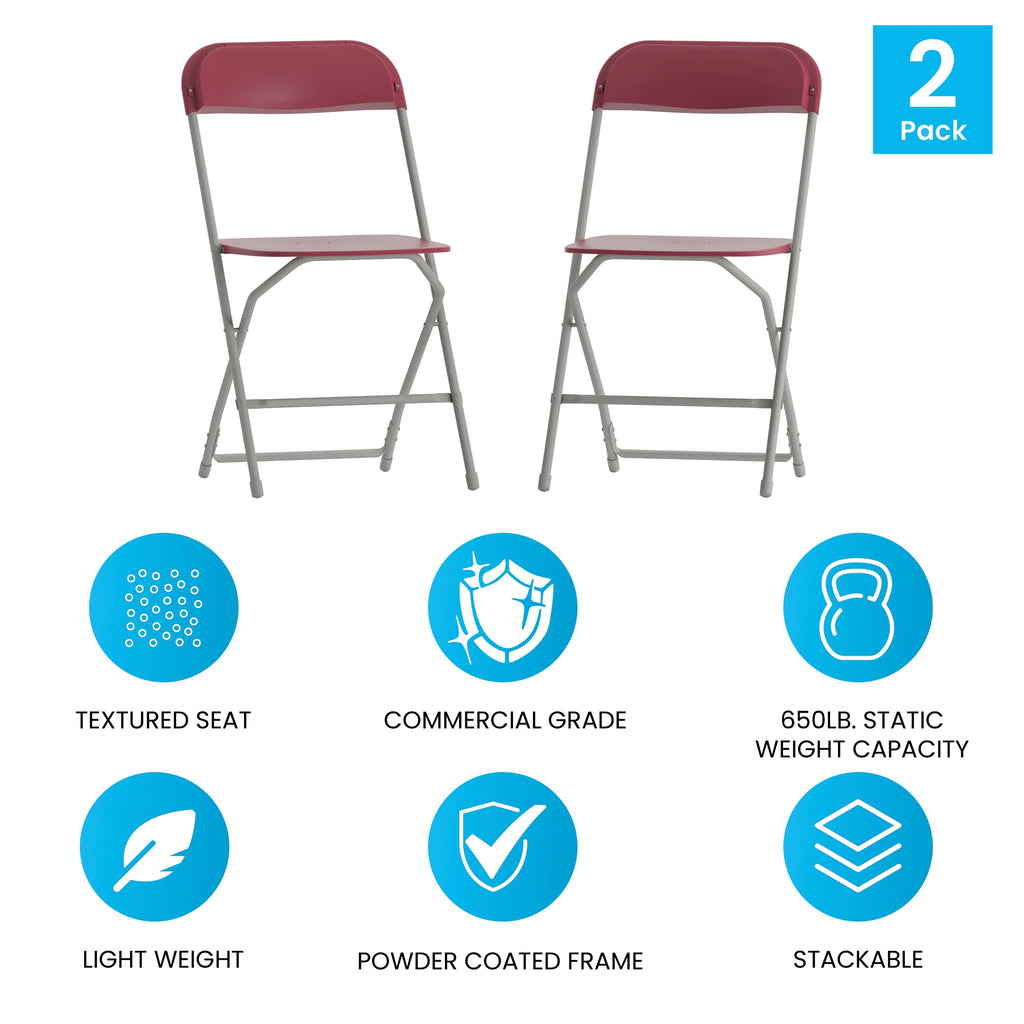 Red 2 Pack Plastic Folding Chair I950