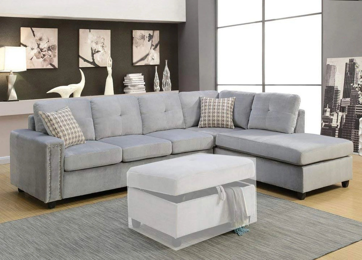 Gray Velvet Sectional Sofa O826