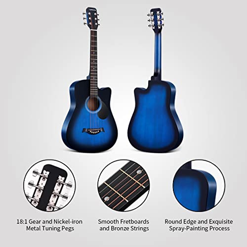 38 in Cutaway Acoustic Guitar Beginner Kit with Gig Bag W991365
