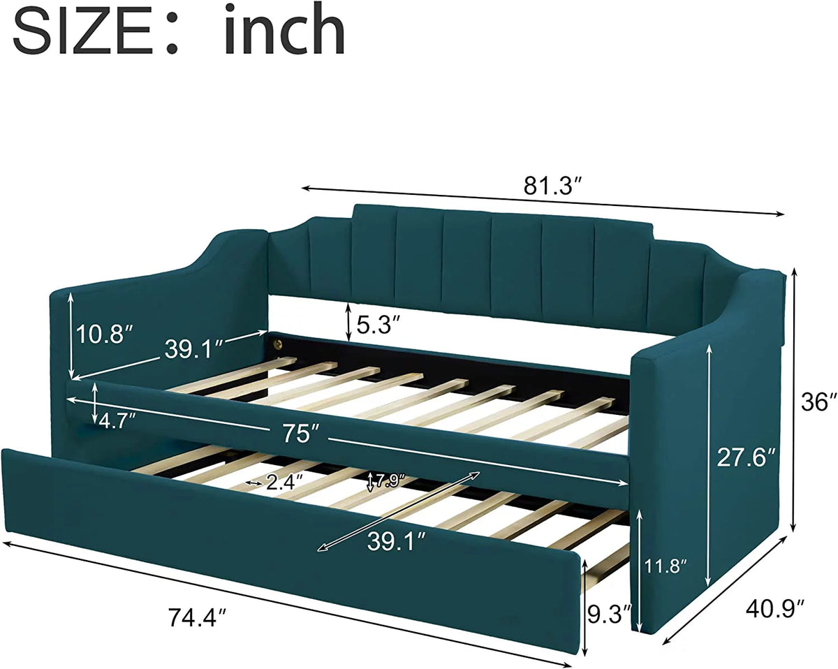 Green Upholstered Daybed with Trundle N243043