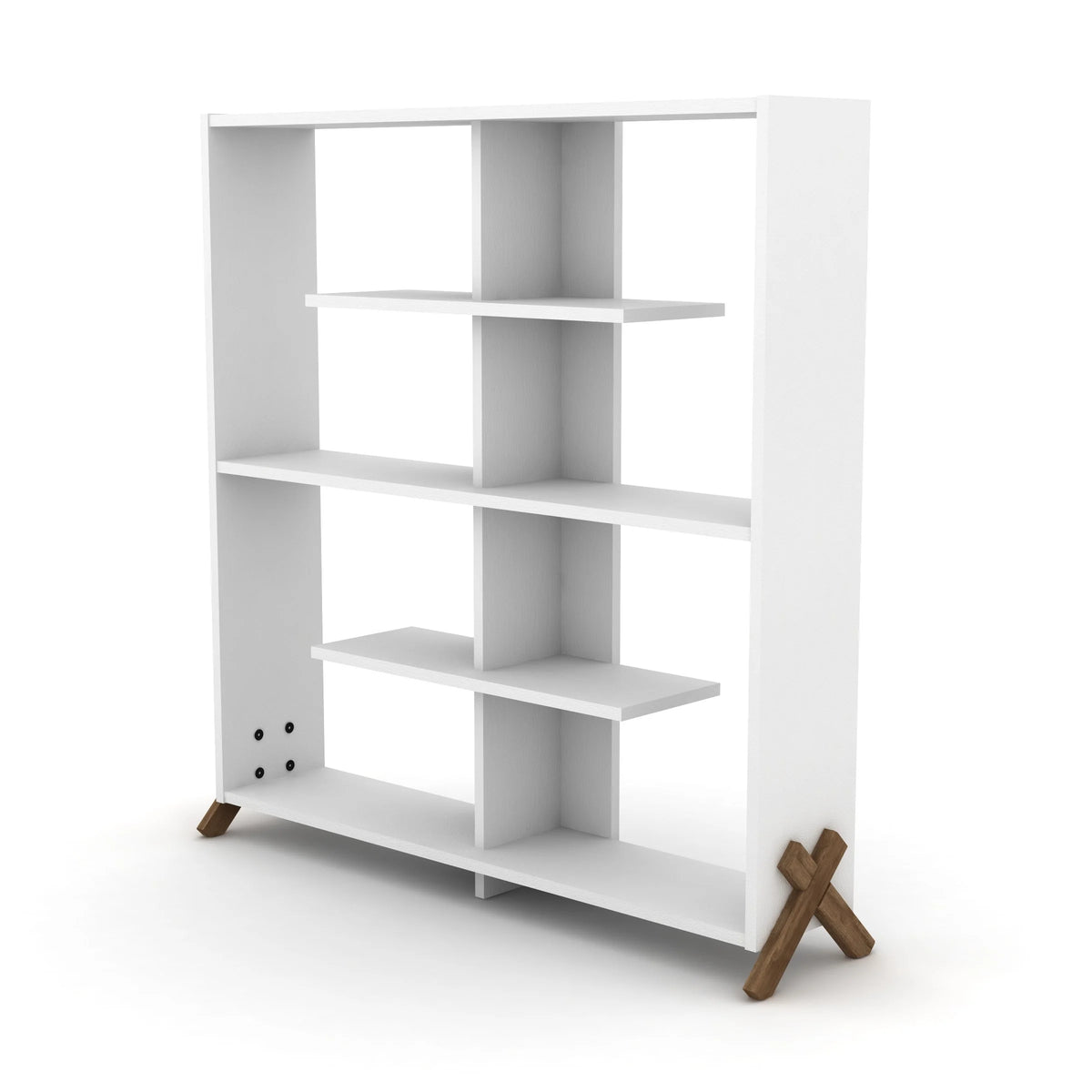 4 Tier White Wood Bookshelf I83584