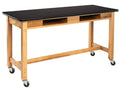 Solid Ash Wood Science Lab Table with HPL Top in Black H886969