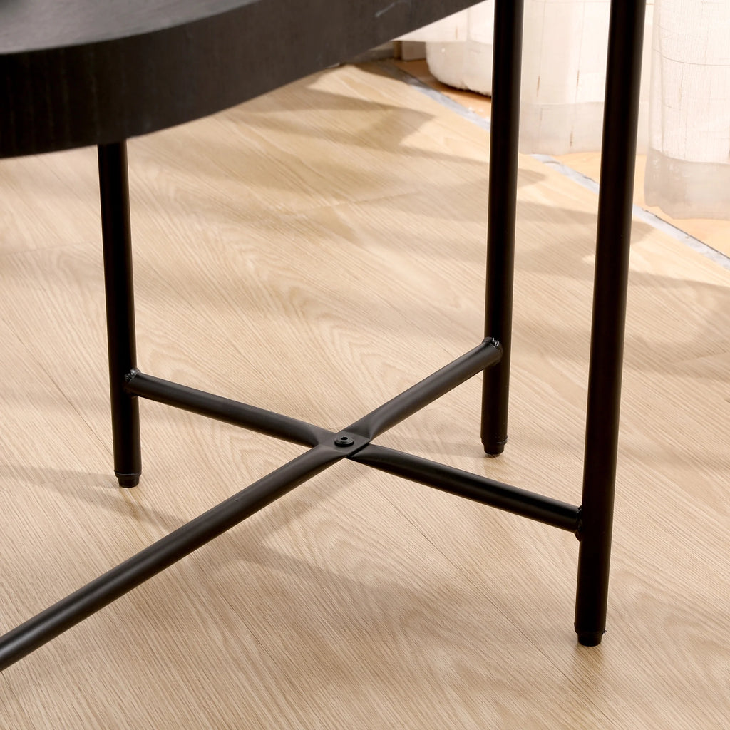 Black 2-Tier Side Table with Storage Y822