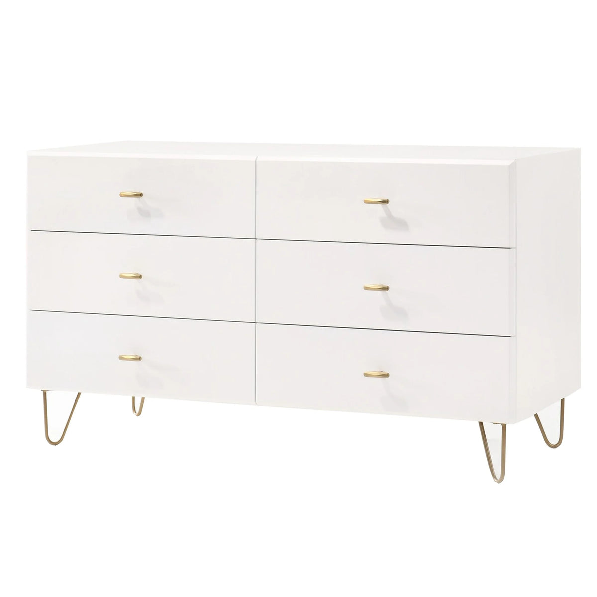 6 Drawer Wooden Dresser with Metal Hairpin Legs M81810