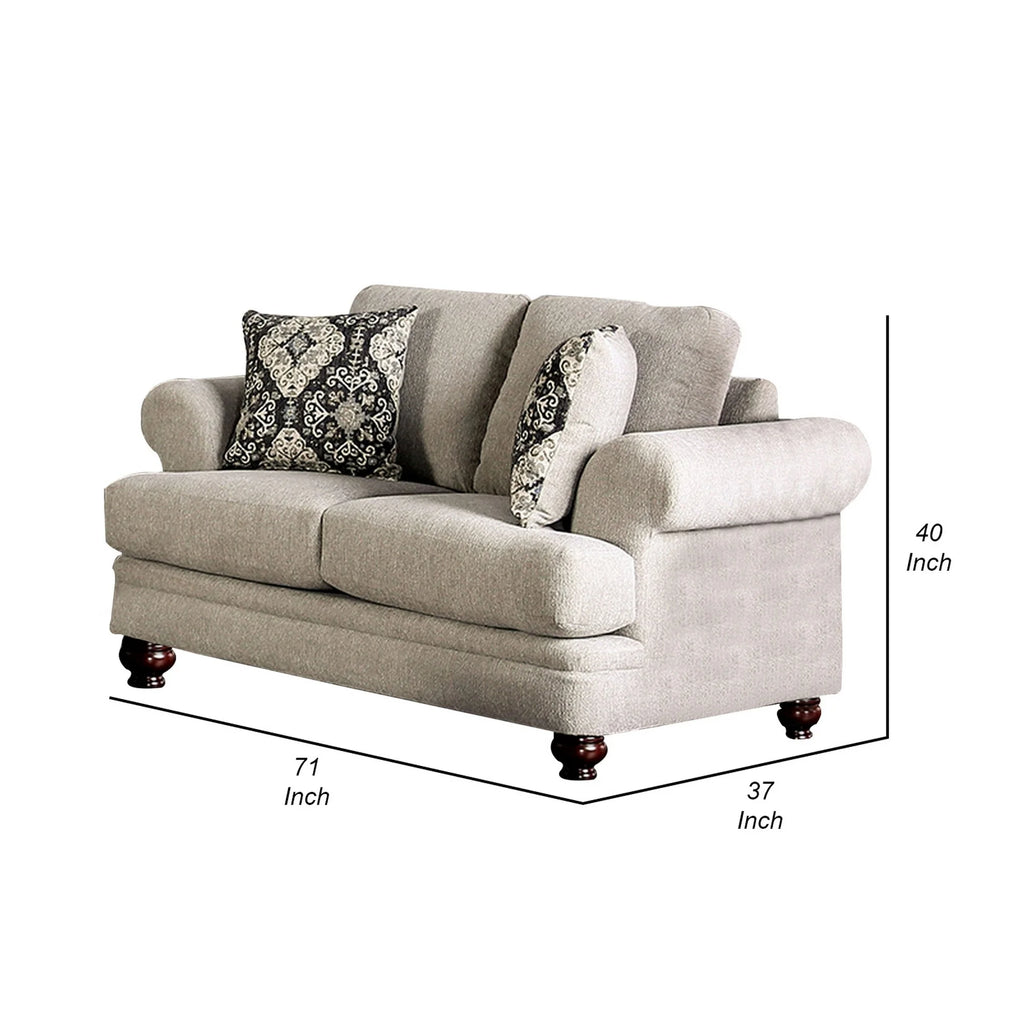 Beige Plush Loose Cushions Loveseat C6046