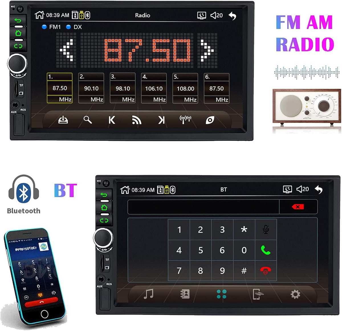 7 Inch Double Din Car Stereo with Bluetooth J15527