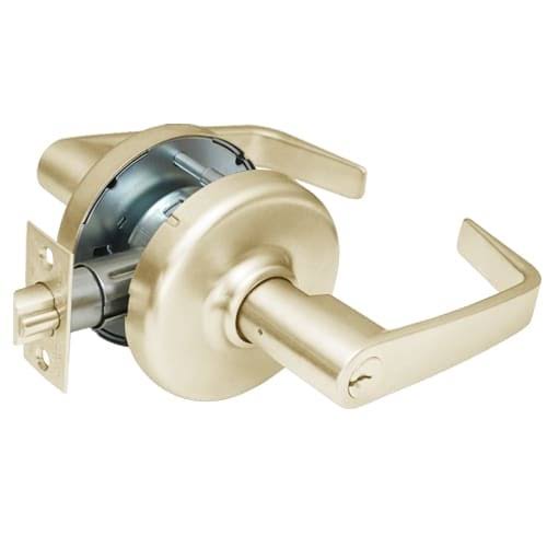 Satin Brass Office Cylindrical Locksets with Newport Lever I235