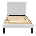 White Faux Leather Upholstered Twin Size Bed with Tufted Headboard J928100