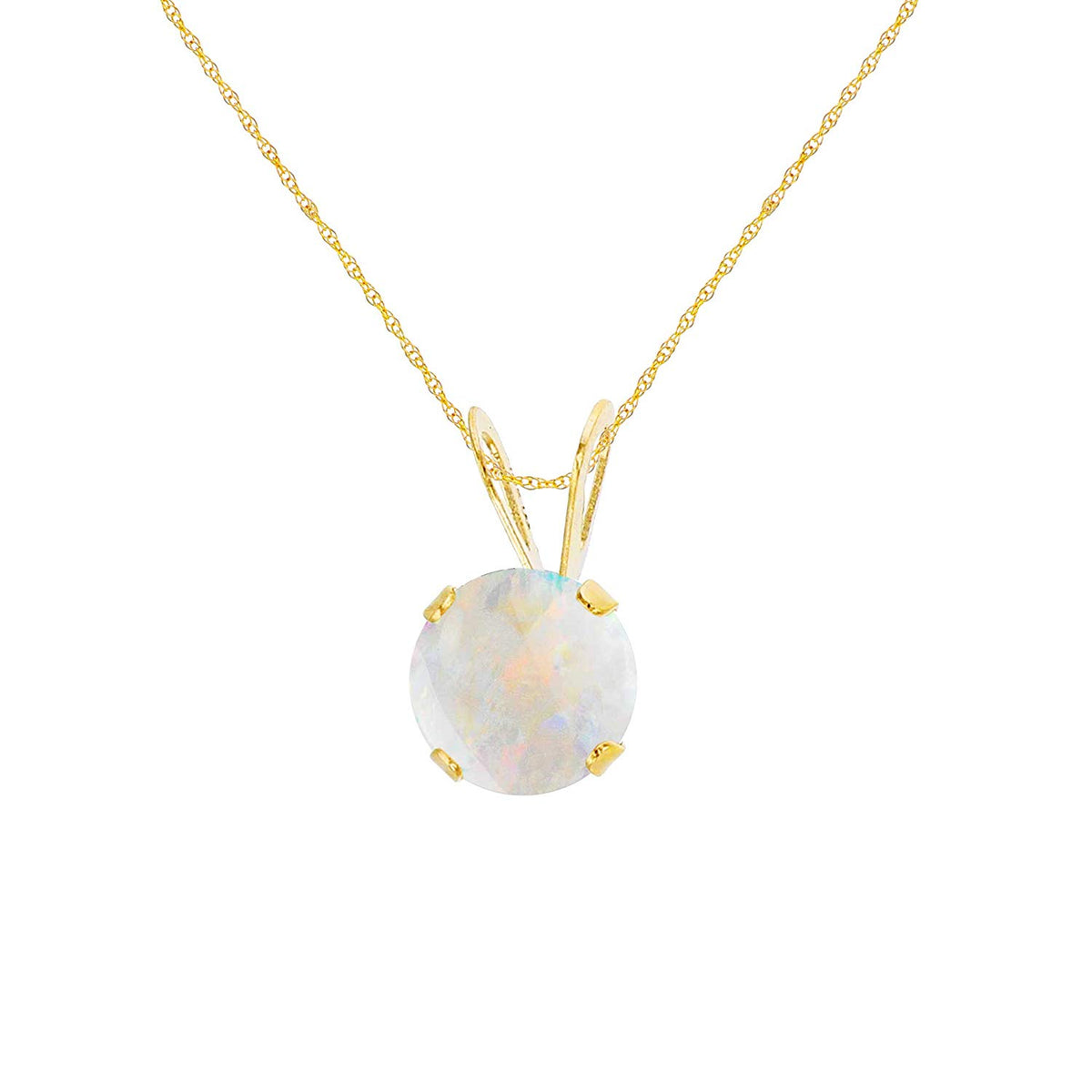 14K Gold 5mm Round Gemstone Birthstone 18" Rope Chain Necklace W5216