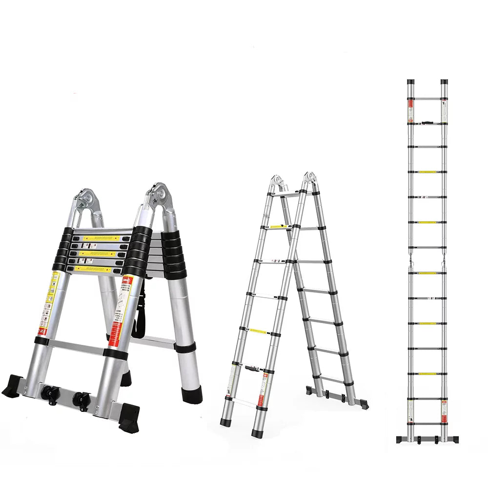 16.5FT Aluminum Telescoping Extension Ladder with Wheels 330lb Capacity Z583820