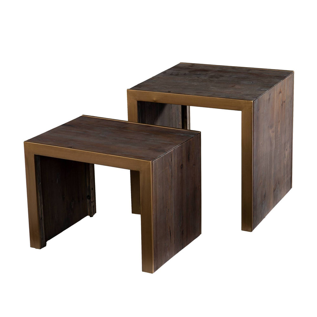 Set of 2 Reclaimed Wood Nested Accent Tables G557855