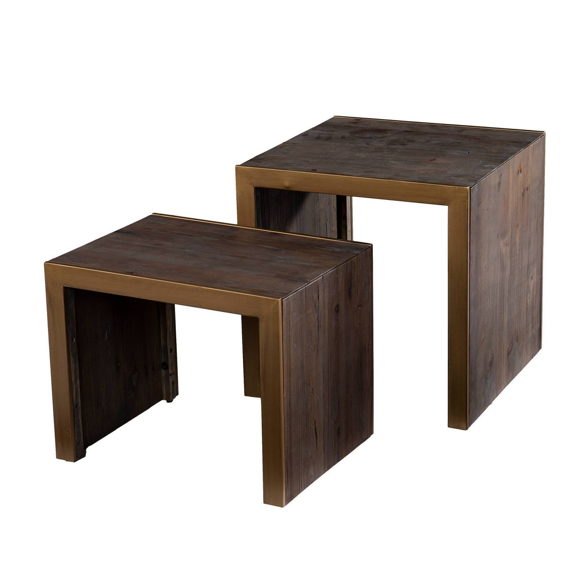 Set of 2 Reclaimed Wood Nested Accent Tables G557855