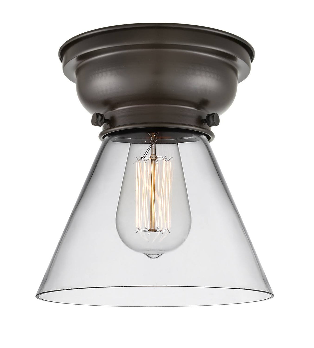 Large Cone 1 Light 8 inch Flush Mount in Oil Rubbed Bronze B4986