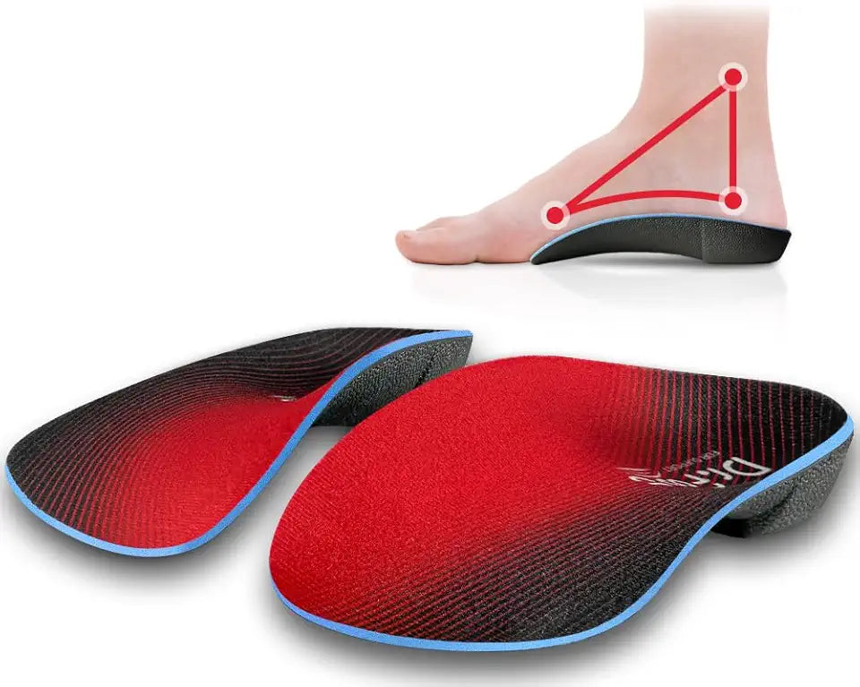 3/4 Orthotics Shoe Insoles High Arch Supports Inserts Red Large N66770