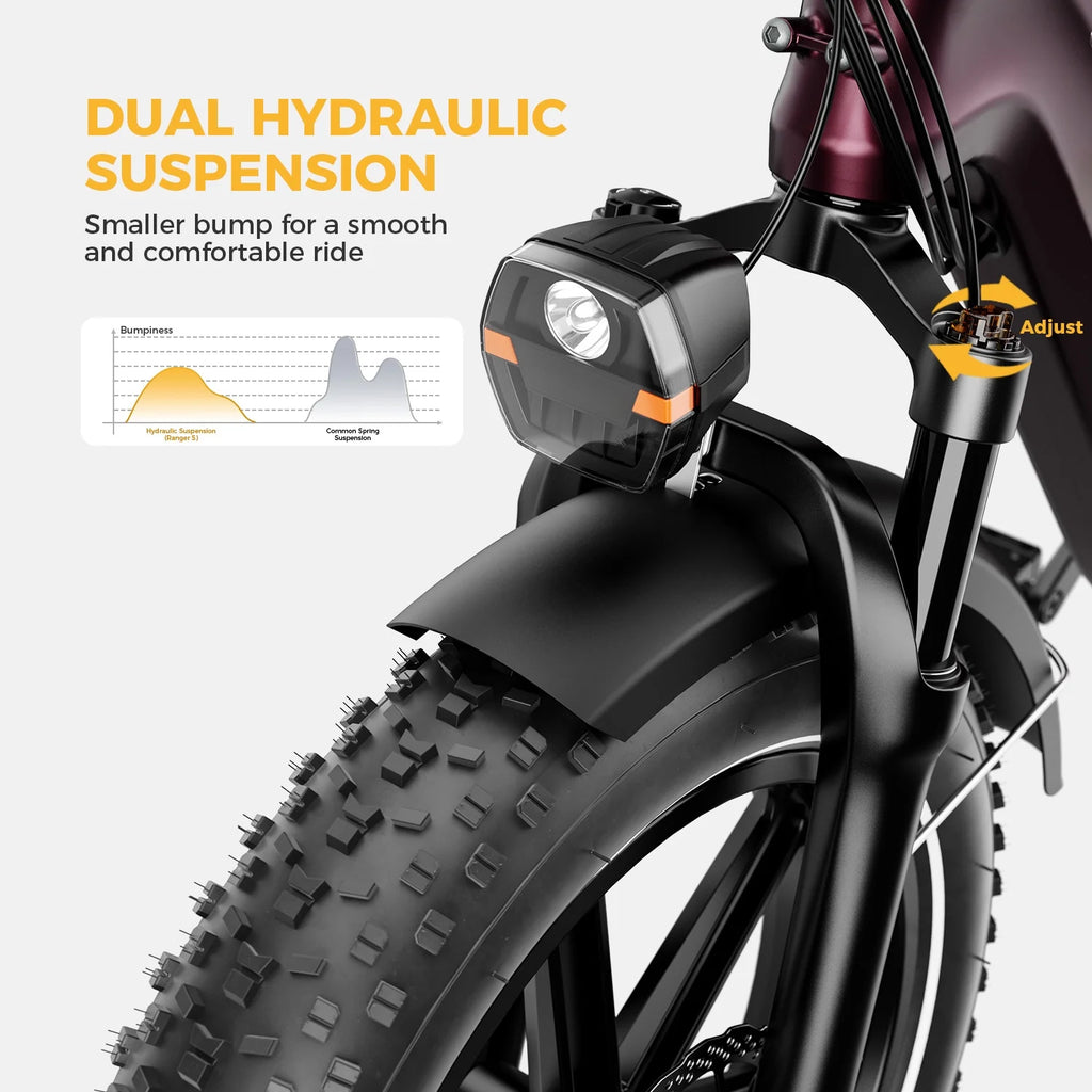 Folding Electric Bike with 48V 14.4AH Removable Battery, 20 x 4.0 Fat Tire Step-thru R62544