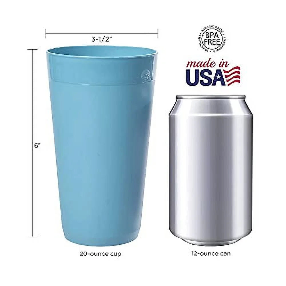 20-ounce Unbreakable Plastic Tumblers Set of 12 Y426
