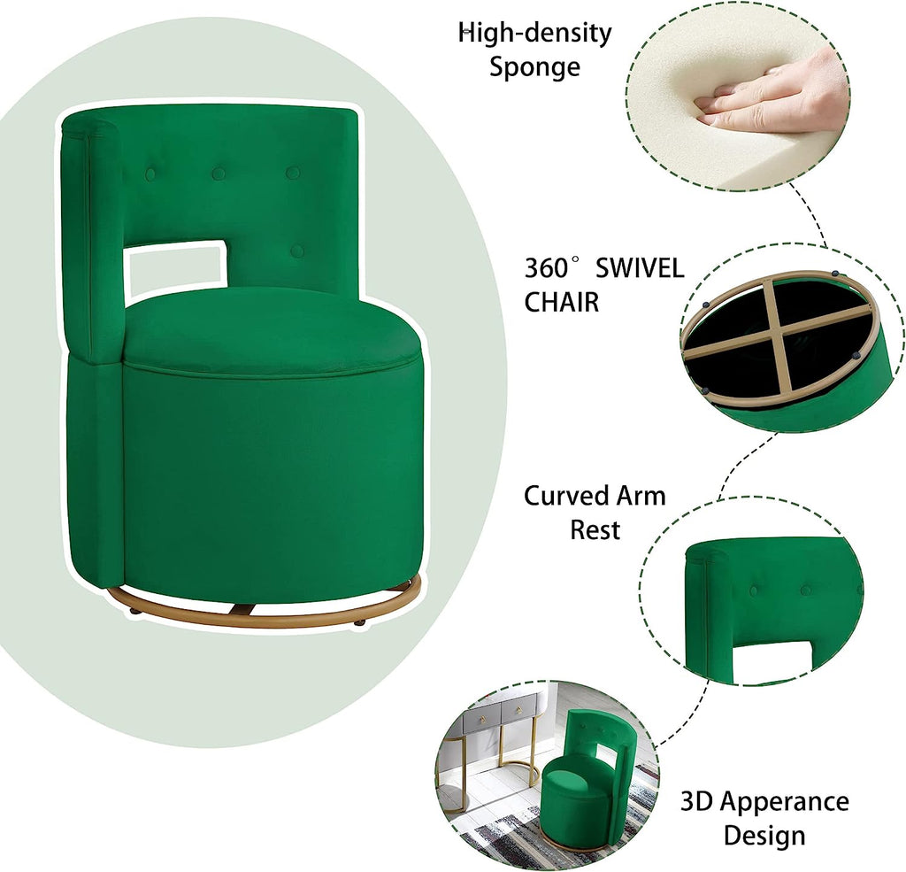 Velvet Swivel Accent Chair with Storage and Gold Metal Base K30542