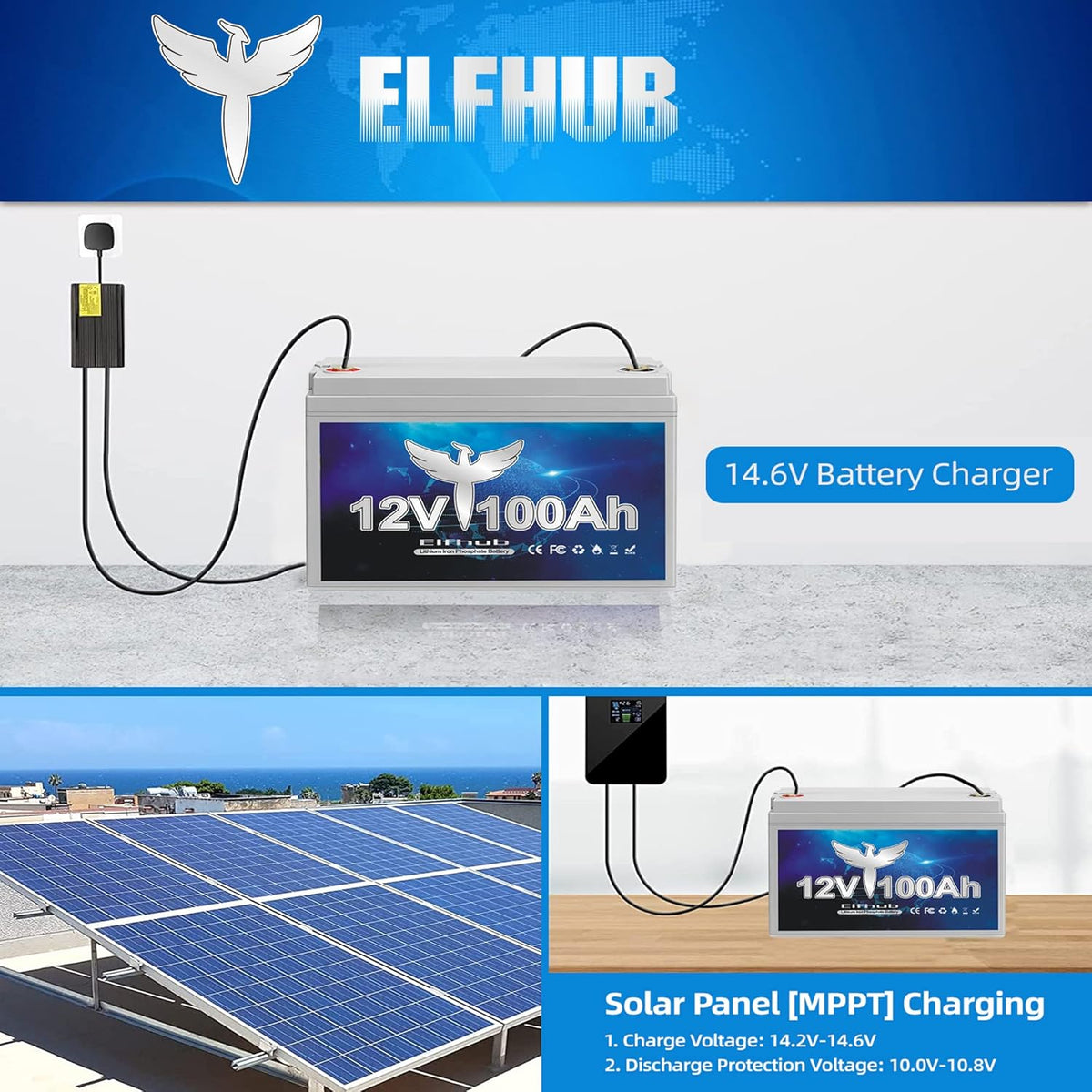 12V 100Ah Deep Cycle LiFePO4 Battery with Built-in BMS L643