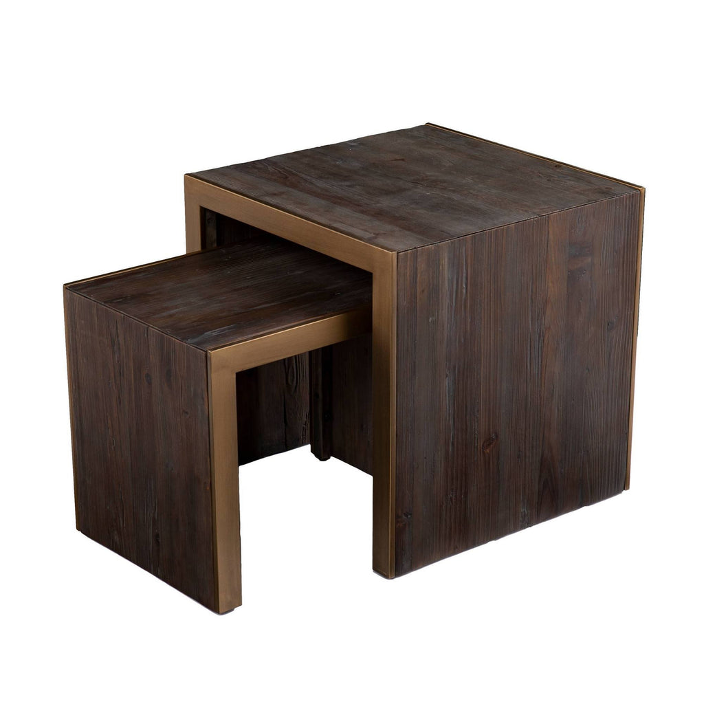 Set of 2 Reclaimed Wood Nested Accent Tables G557855