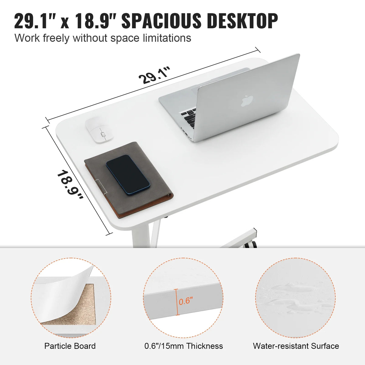 Mobile Standing Desk with 360° Swivel Wheels F45236