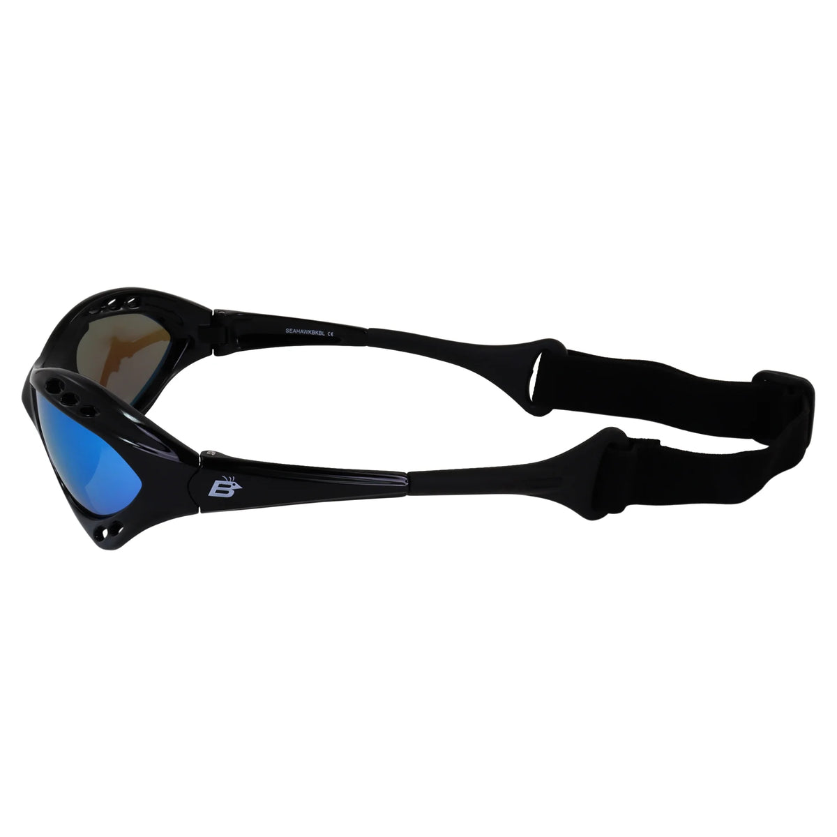 3 Pairs Padded Polarized Sunglasses with Strap Black Frame Blue Purple Green Mirror Lenses R939