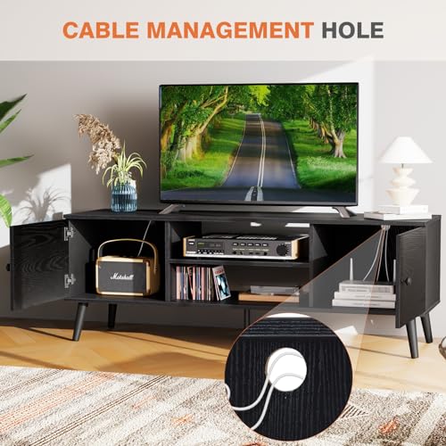 Black TV Stand with Storage T782