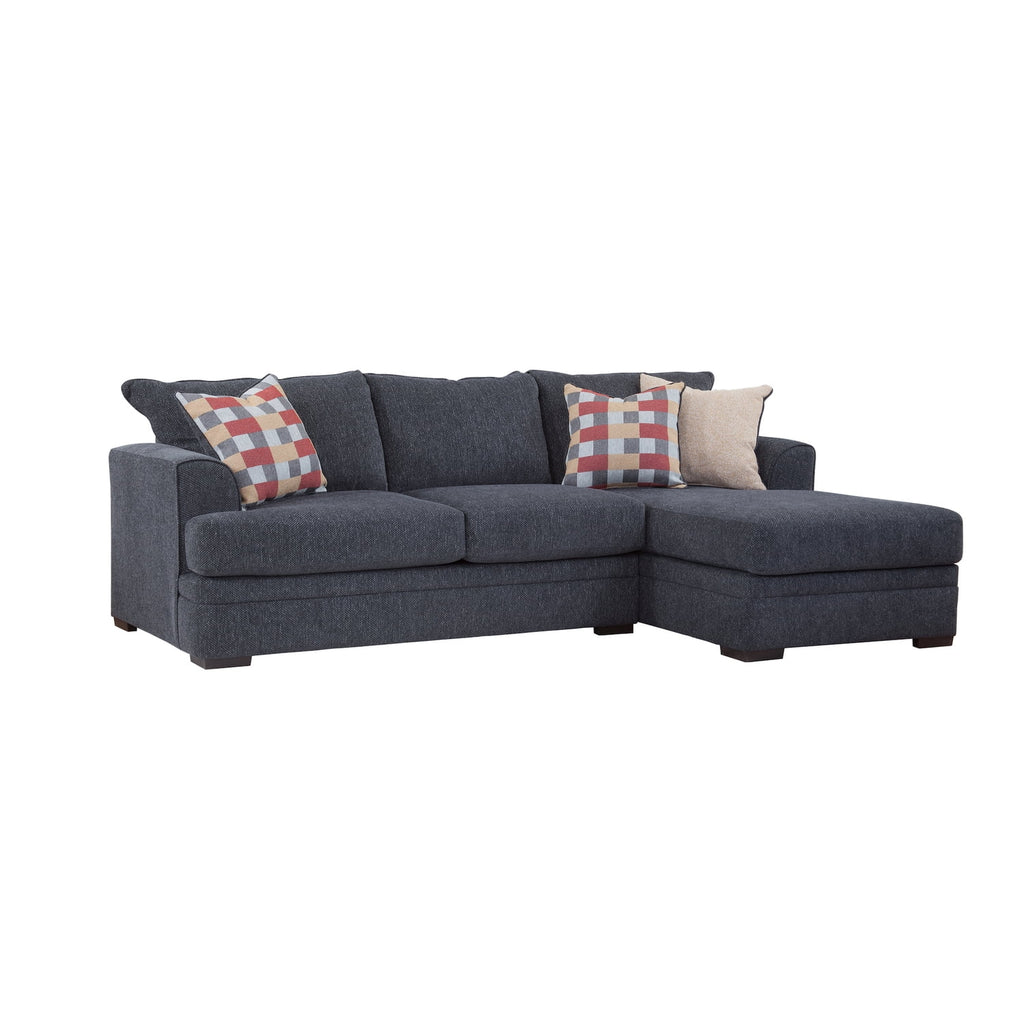 Charcoal Two Piece Sectional Sofa with Three Throw Pillows E98417