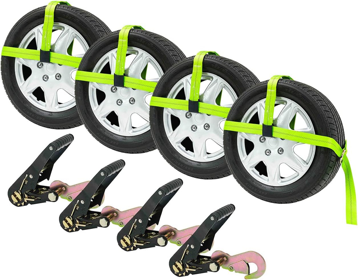 4 Pack 2 x 10' Car Tie Down Ratchet Strap with Flat Hook Y6029