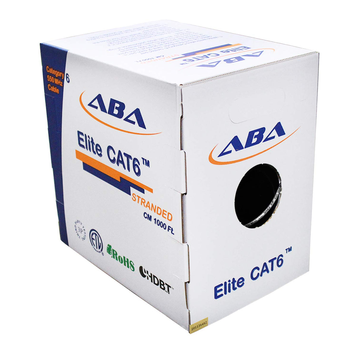 1000ft Cat6 Stranded UTP Cable, 24AWG, Blue J491412