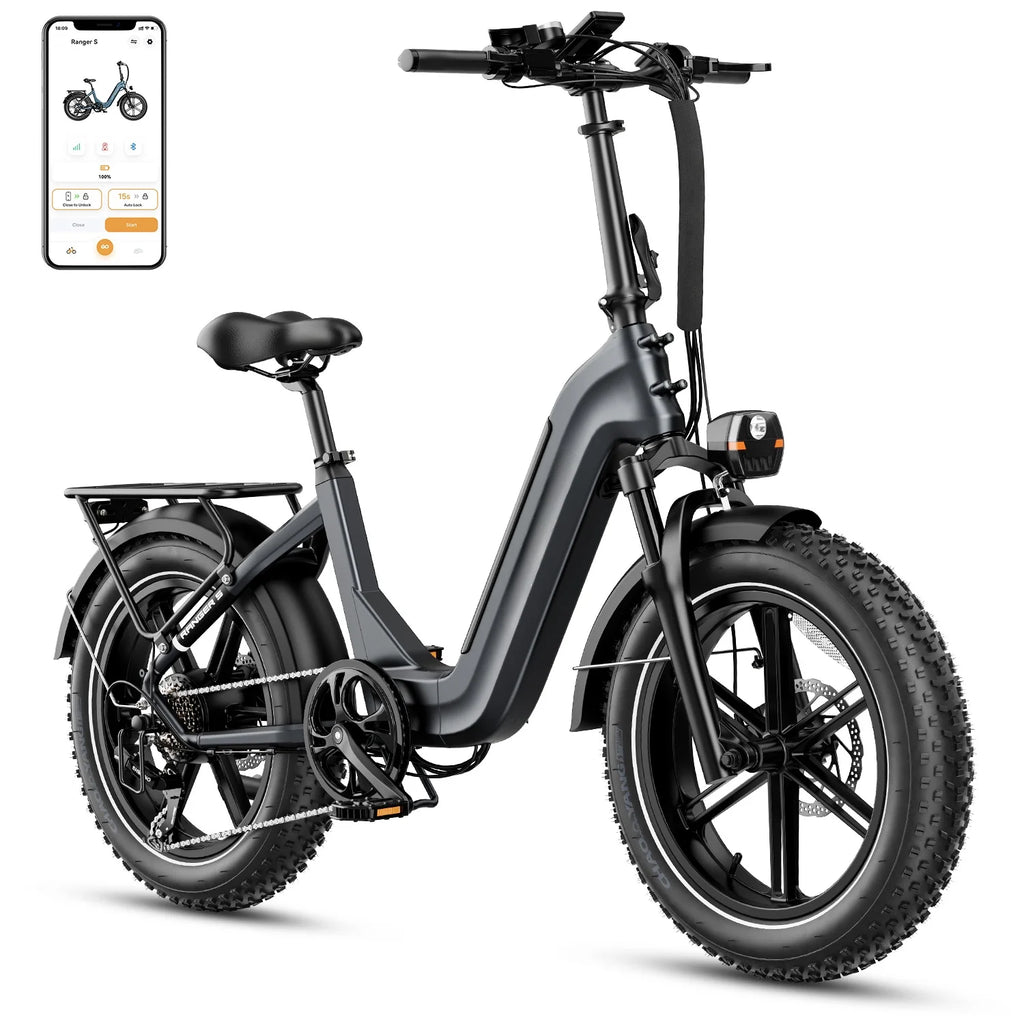 Folding Electric Bike with 48V 14.4AH Removable Battery, 20 x 4.0 Fat Tire Step-thru R62544