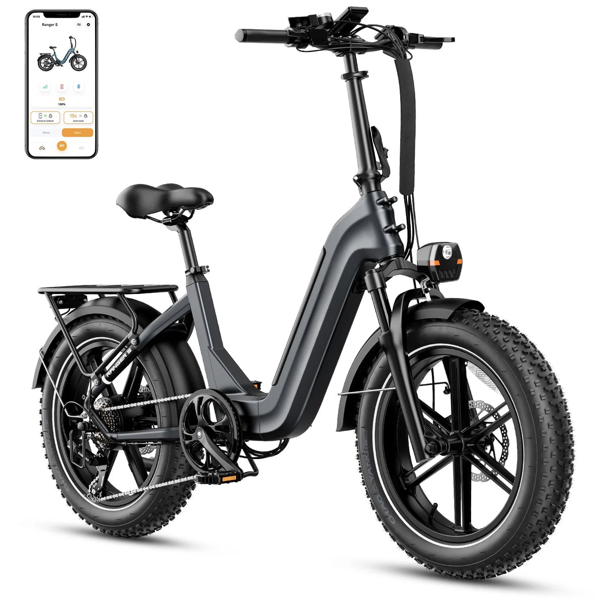 Folding Electric Bike with 48V 14.4AH Removable Battery, 20 x 4.0 Fat Tire Step-thru R62544