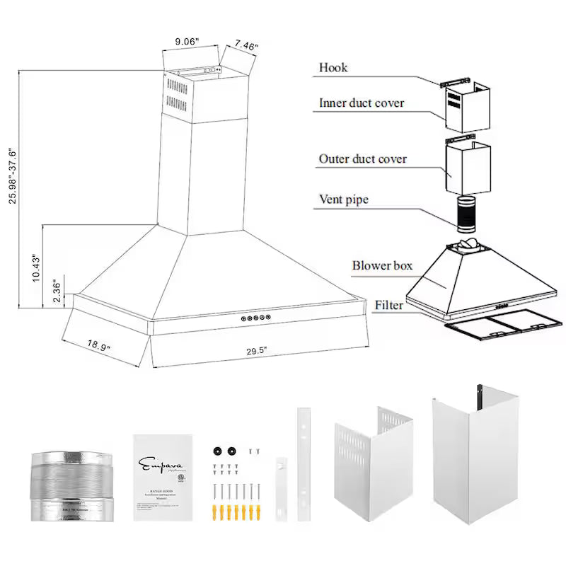 30 in. 400 CFM Stainless Steel Wall Mount Range Hood with Light L754412