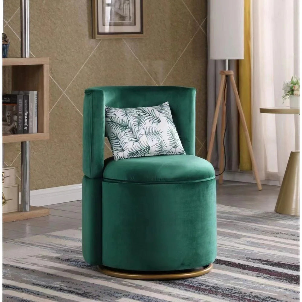 Velvet Swivel Accent Chair with Storage and Gold Metal Base K30542