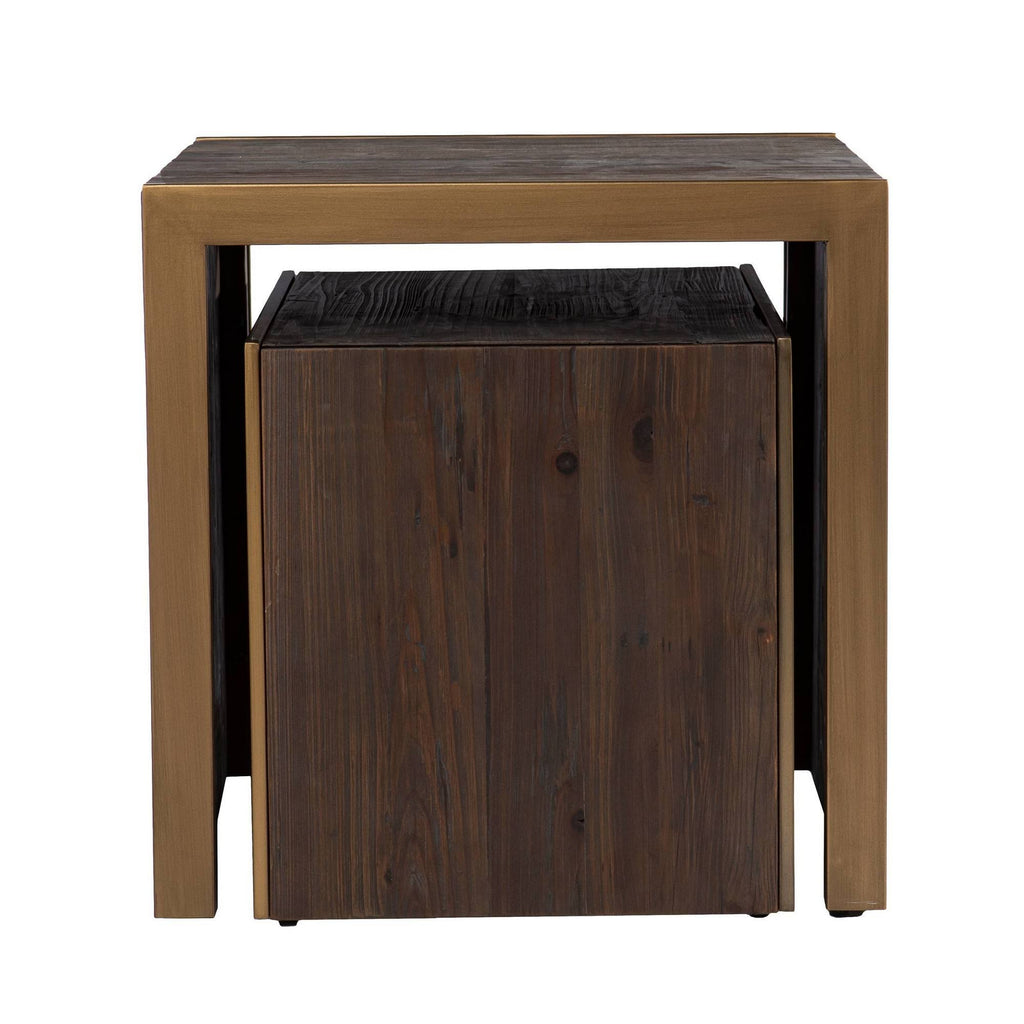 Set of 2 Reclaimed Wood Nested Accent Tables G557855