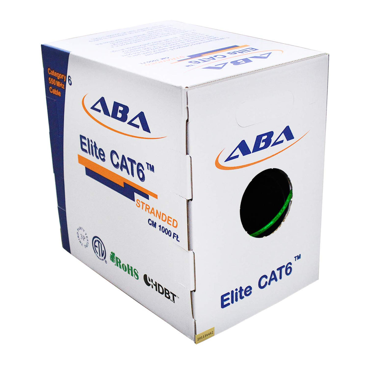1000ft Cat6 Stranded UTP Cable, 24AWG, Blue J491412