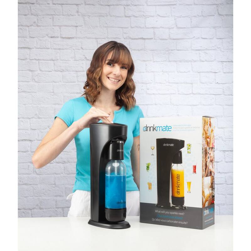 Matt Black Sparkling Water & Soda Maker Machine with 3 CO2 Cartridge, 1L & 0.5L Bottles T1288