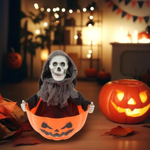 Animated Skeleton Candy Bowl with Light up Eyes and Sound F459147