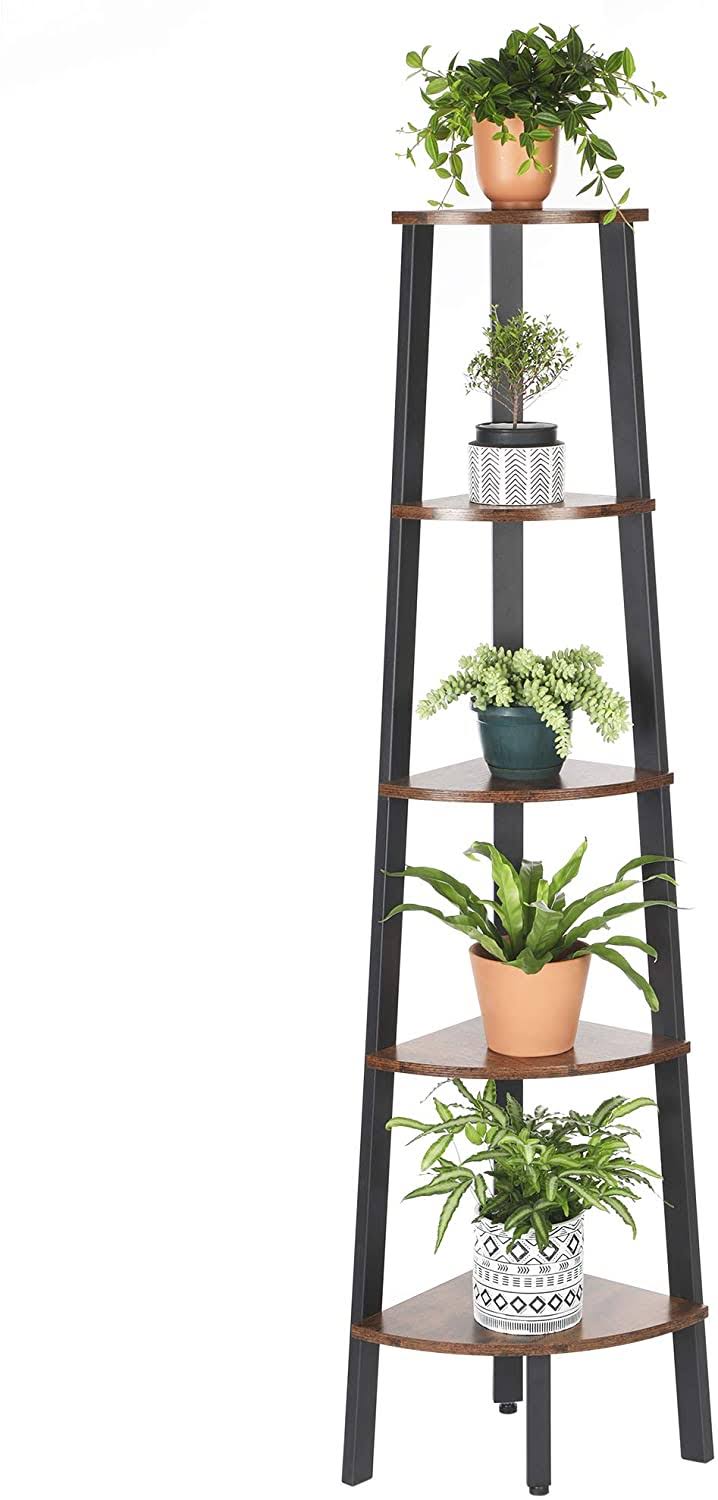 5-Tier Corner Bookcase with Metal Frame W403630