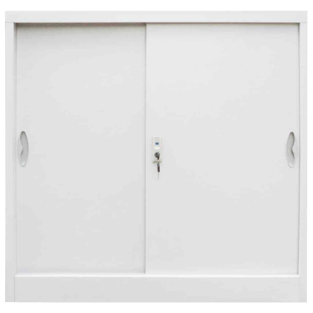 Gray Metal Office Cabinet with Sliding Doors S817