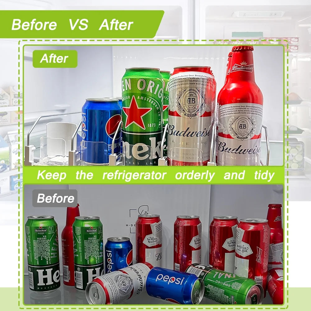 5 Rows Drink Organizer for Fridge, 16.14in Depth, White C37934
