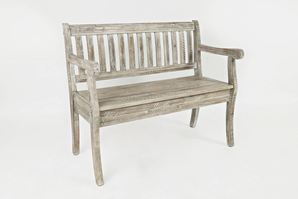 Rustic Distressed Acacia Storage Bench O414018