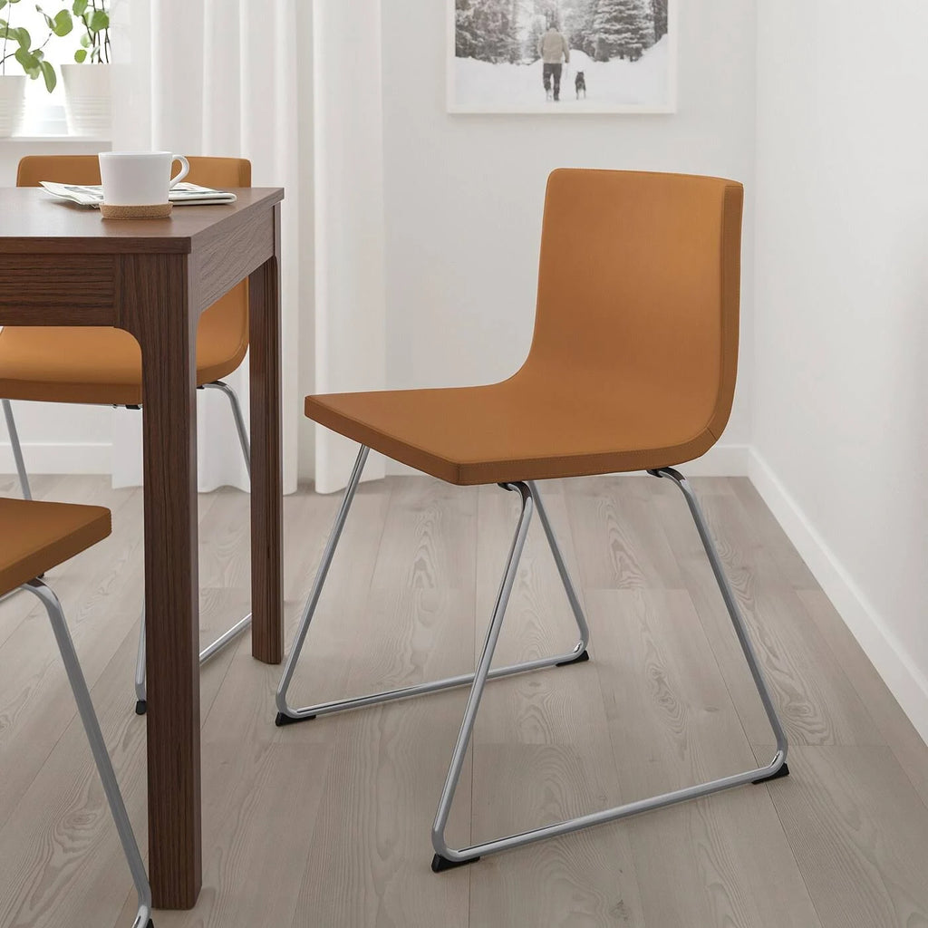 Chrome Plated Mjuk Golden Brown Chair H43325