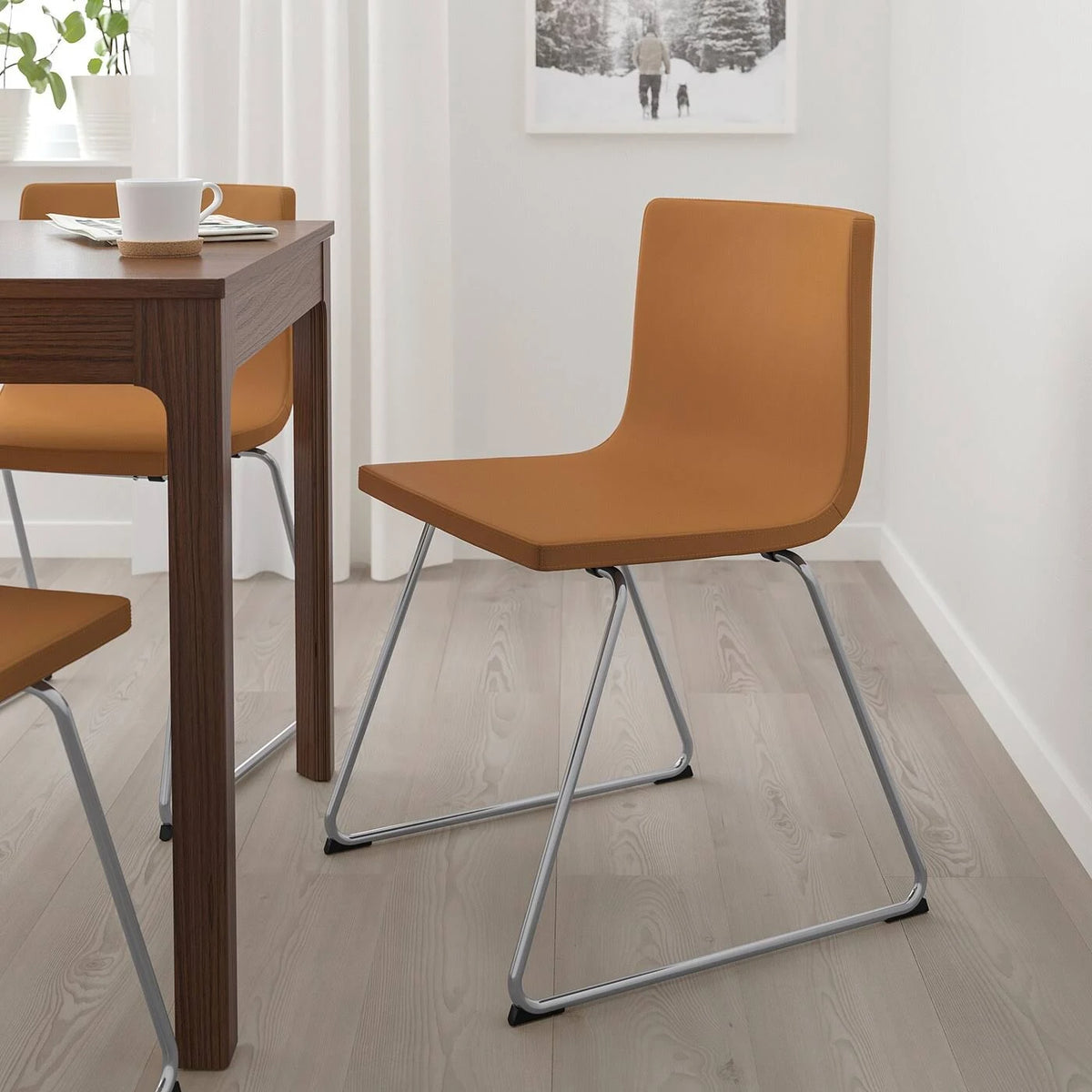 Chrome Plated Mjuk Golden Brown Chair H43325