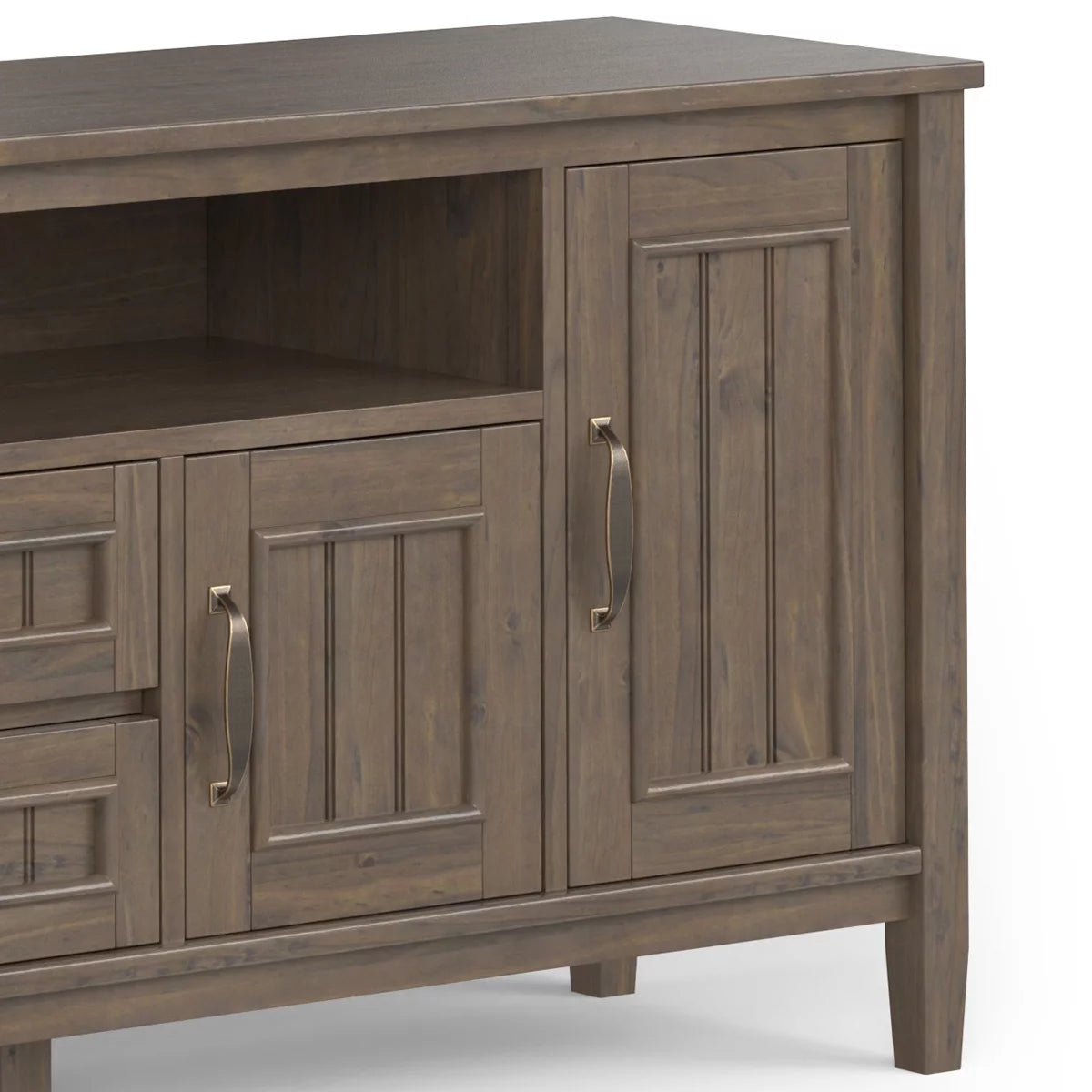 72 inch Wide Solid Wood Contemporary TV Media Stand in Smoky Brown Q384