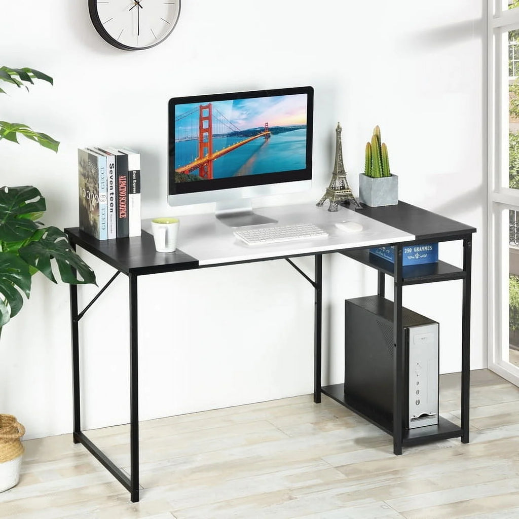 47.2" L Writing Computer Desk with 2 Storage Shelves White & Black U55402