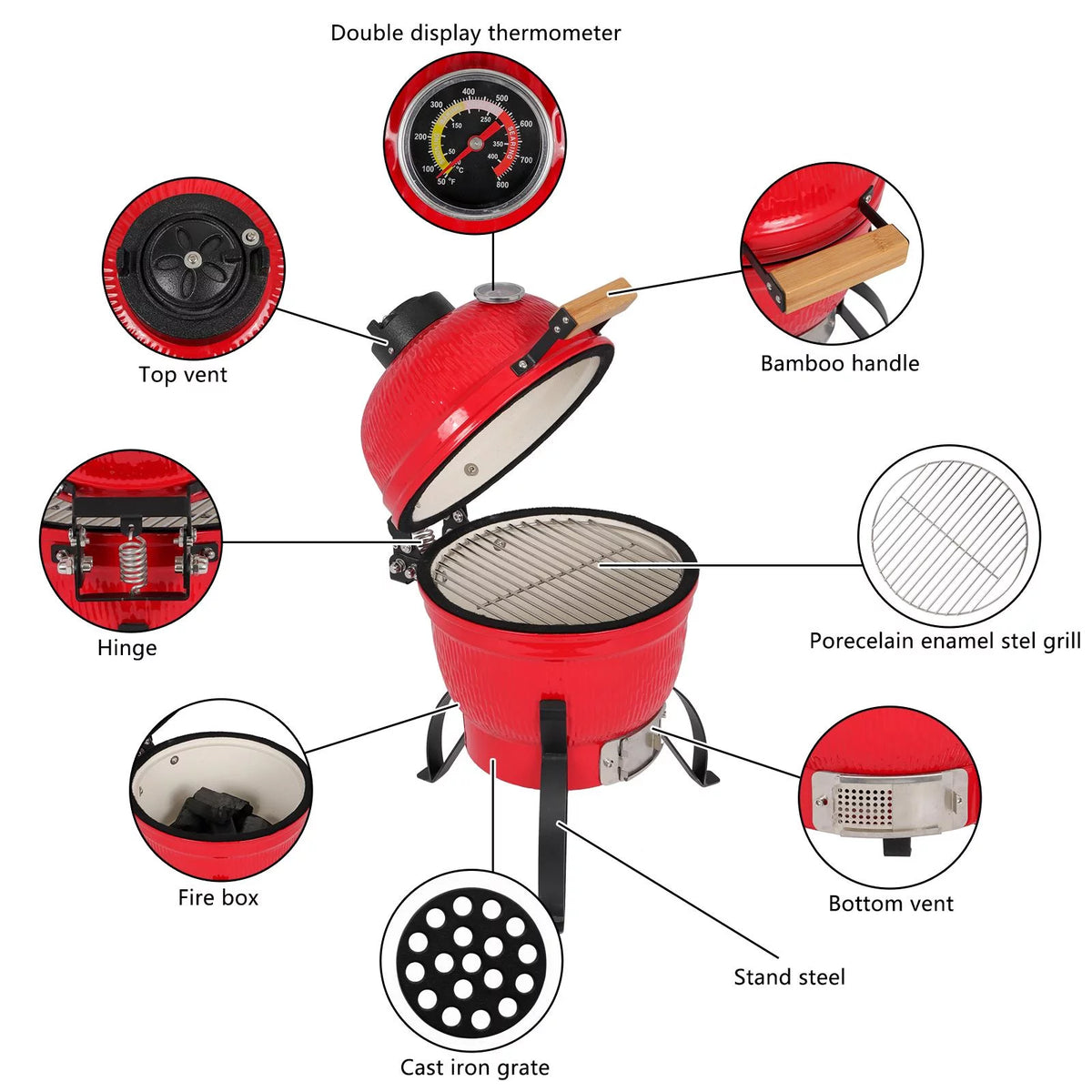 Charcoal Kamado Grill Ceramic Outdoor BBQ Grill K593