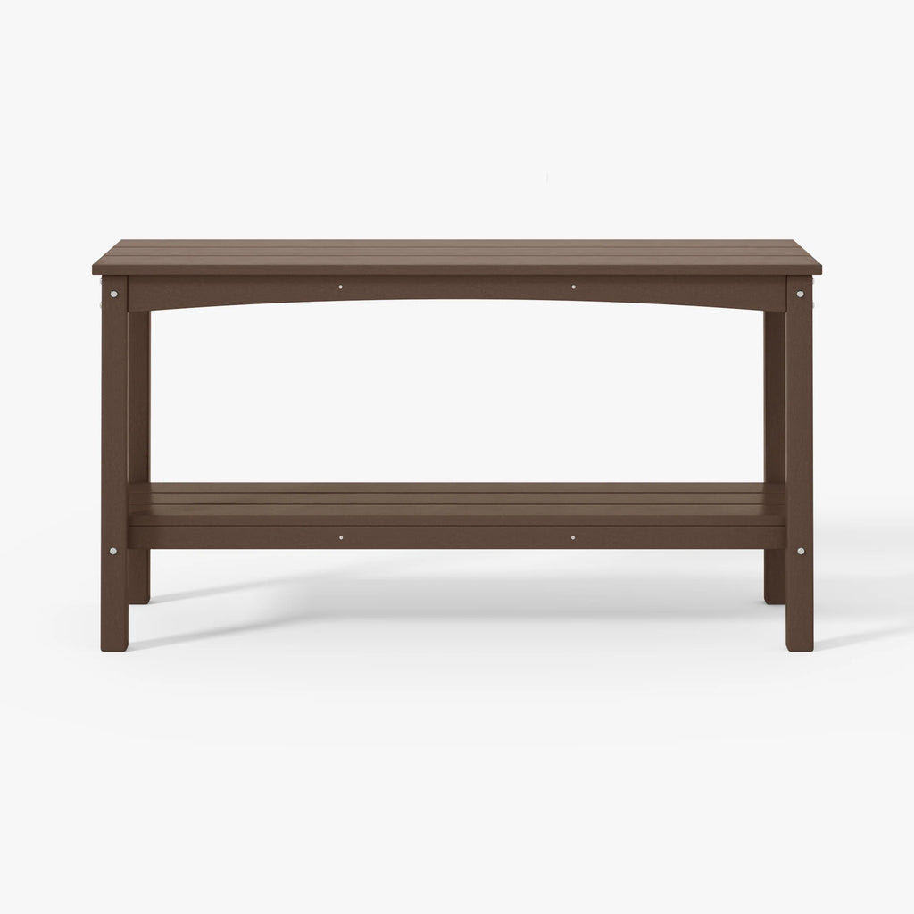 55" Outdoor HDPE 2-Tier Console Table, Dark Brown H15588