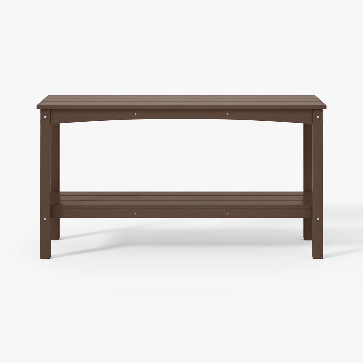 55" Outdoor HDPE 2-Tier Console Table, Dark Brown H15588