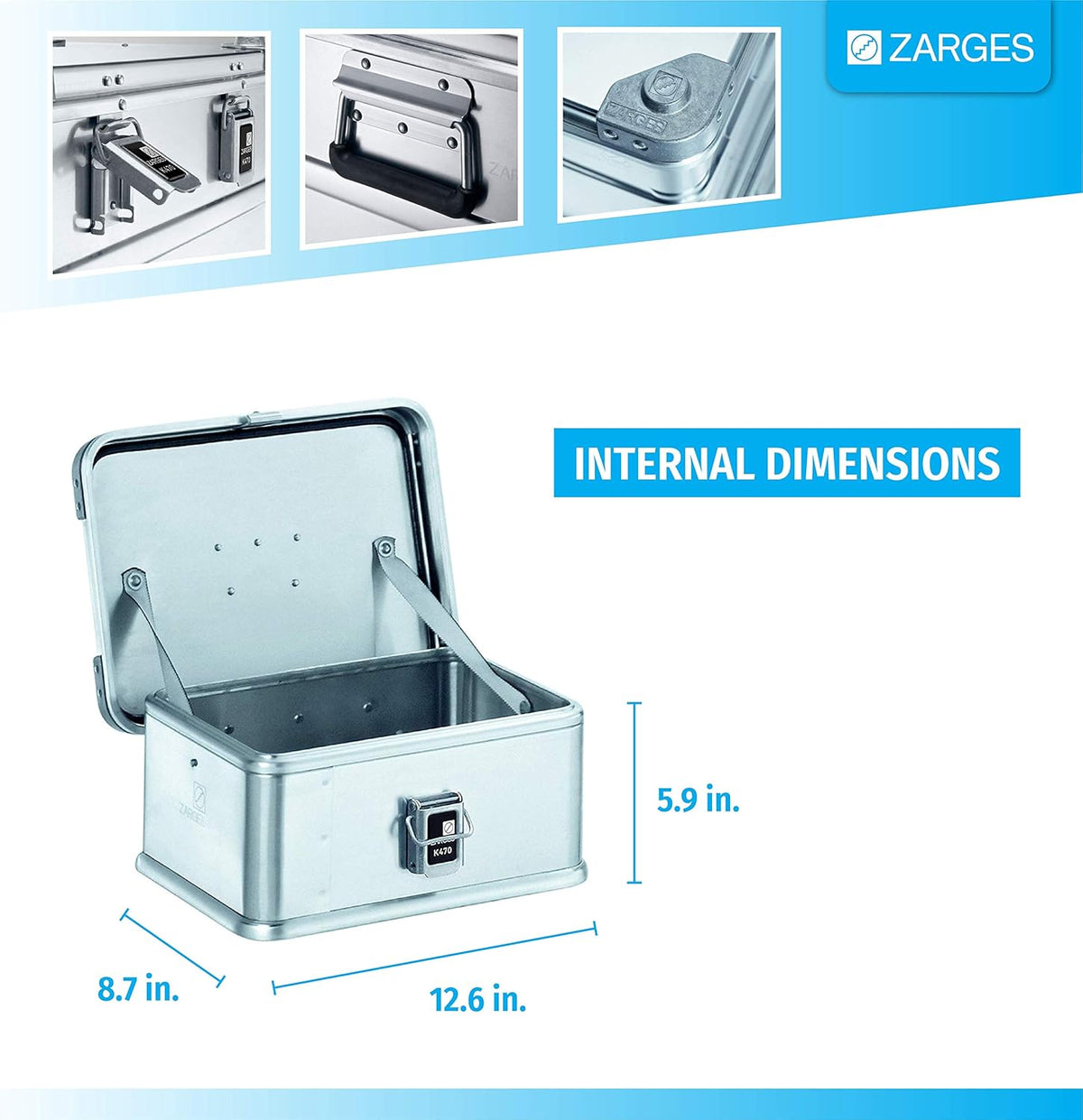 Aluminum Hard Protective Carrying Case, Stackable Storage, Dust and Water Resistant N48474